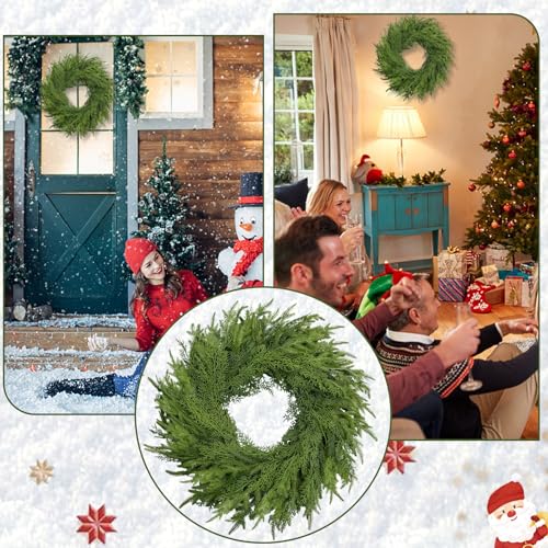 OZFHUA 26 Inch Green Christmas Wreath - Artificial Pine Door & Wall Decor