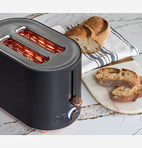 Café Express Finish 2-Slice Toaster Matte Black with Wide Slots & Bagel Mode - Kitchen Appliance