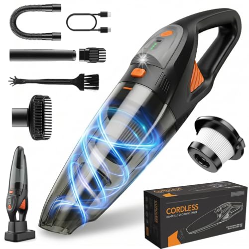 EASYPAL Orange Cordless Handheld Vacuum Cleaner 25000Pa Powerful Suction