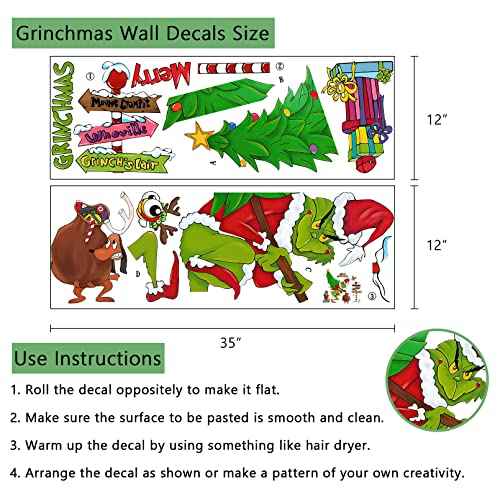 Yovkky Merry Christmas Wall Decals Stickers, Xmas Tree Sign Holiday Max Dog Decor, 2026 New Year Winter Green Red Farmhouse Home Kitchen Decorations Kids Boys Girls Bedroom Art Gift