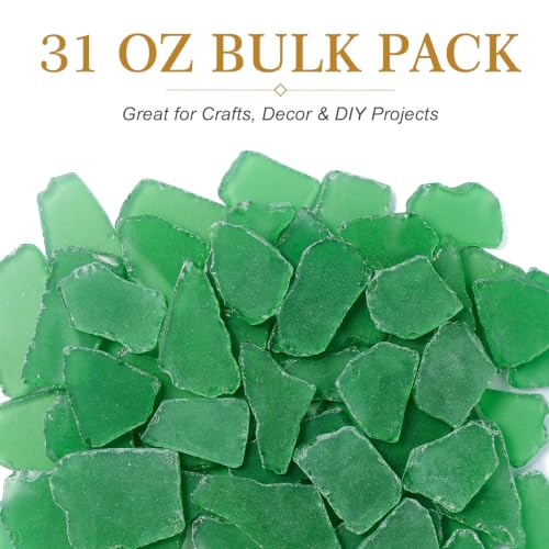 31 oz Dark Green Sea Glass Pieces - 1.2-2.0 in Frosted Beach Glass for Crafts & Decor (Armas Kodu)