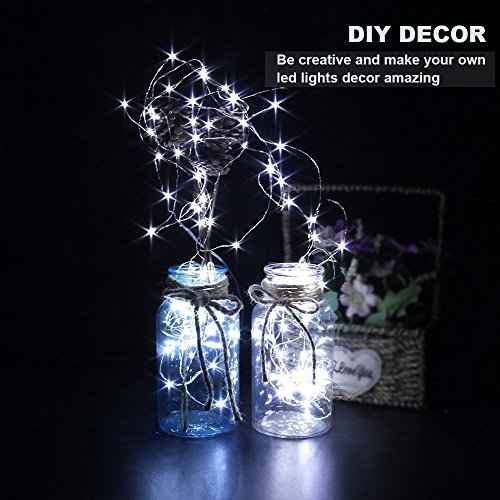 YKB 6 PCS LED Starry String Lights with 20 Mini LEDs on 3.3FT/1M Copper Wire, Fairy Lights Powered by 2xCR2032(Incl) Batteries, for Wedding Table Holiday Halloween Christmas Decorations, Cool White