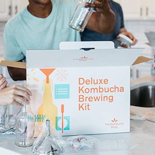 Deluxe Organic Kombucha Starter Kit - Six Swing Top Bottles,
