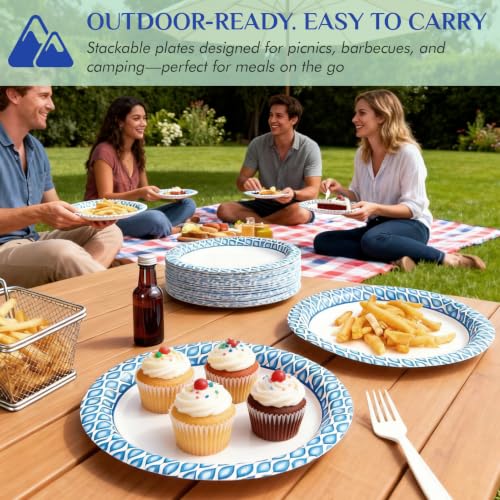 MUCHII 8.375 Inch Disposable Paper Plates - 300 Count Bulk Pack, Camo Edges