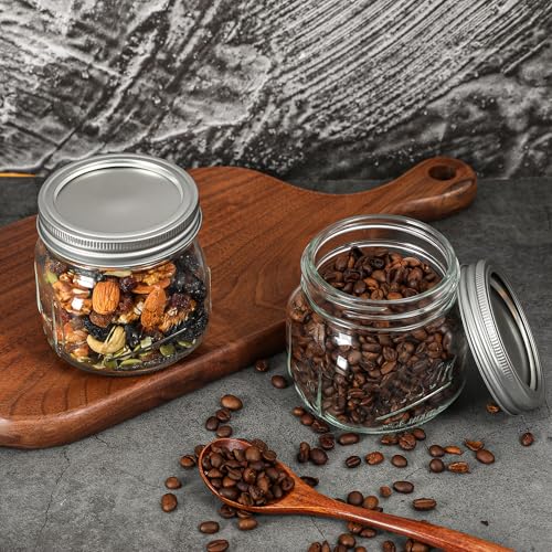 Ieavier 12 Pack 16oz Wide Mouth Mason Jars with Airtight Lids & Bands