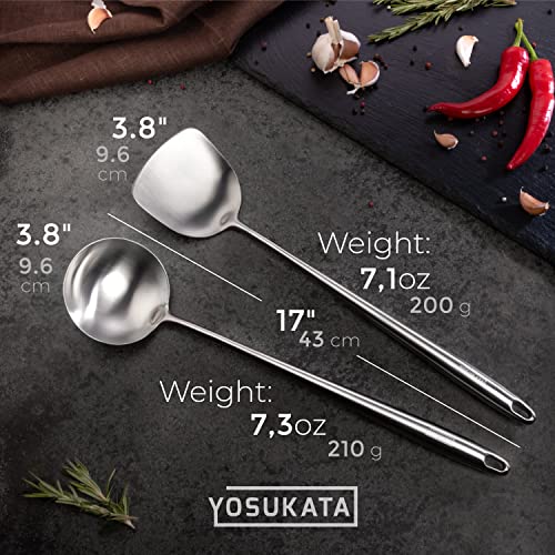 17-Inch Wok Spatula and Ladle Set - Heat-Resistant Stainless Steel Kitchen Tools - Variation 1