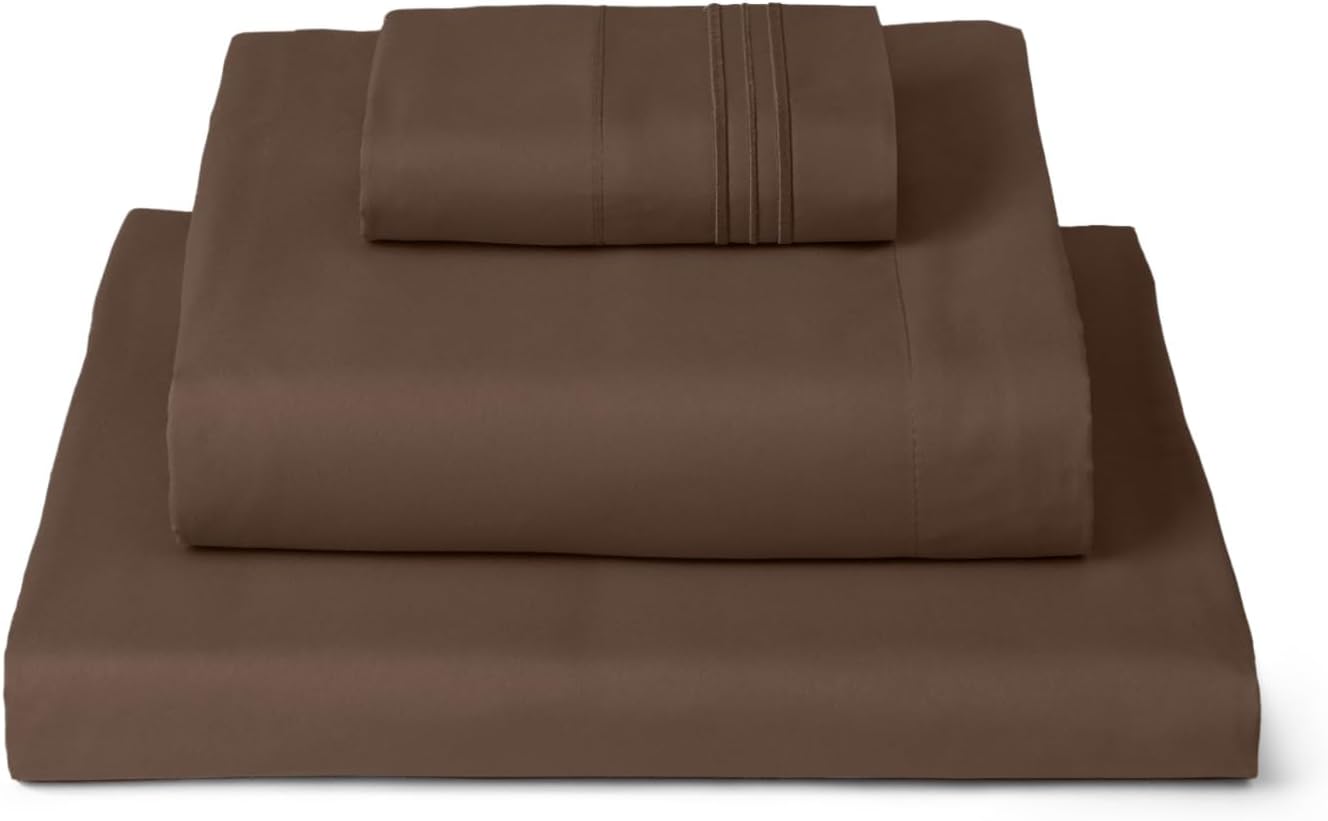 Mellanni Twin Sheets Set - Luxury Hotel Quality Bedding | Extra Soft, Cooling, Wrinkle-Resistant (Twin, Brown)
