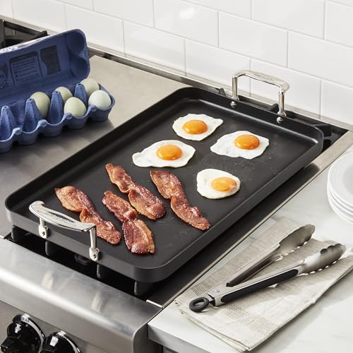 Double Burner Griddle - 13x20 Inch Nonstick Hard Anodized Cookware, New Listing