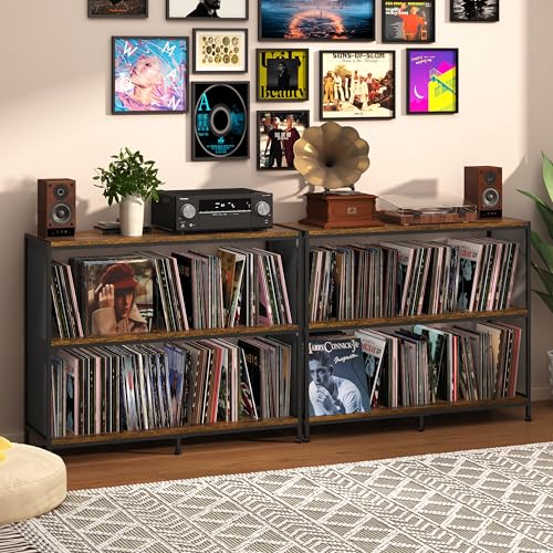 3-Tier Vinyl Record Storage: Vintage Player Table with Spacious