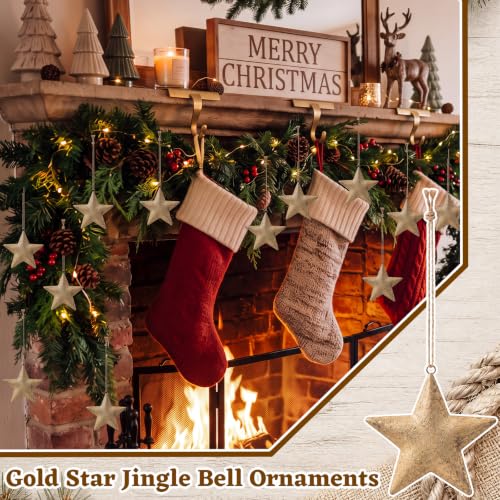 Shimeyao 12 Pcs Mini Gold Star Christmas Ornaments 3.5 Inch Bell-Free Holiday Decor