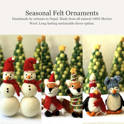 Humble Hilo Handmade Felt Christmas Ornaments Candy Cane 3-Pack - Holiday Animal Decor