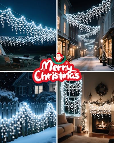Vynoblip Christmas Ice Lights 99FT 306 LEDs - Twinkle Fairy String Light, Cool White