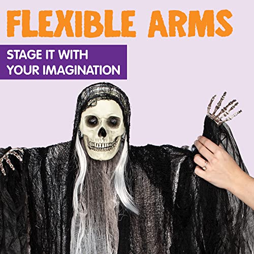 3-Pack Hanging Grim Reaper Skeleton Halloween Decorations - 31.5”, 53”, 31.5” | Outdoor Horror Props