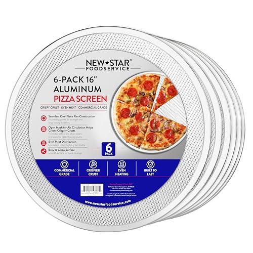 New Star Foodservice 16-Inch Aluminum Pizza Baking Screen - Silver, Commercial Pack of 6