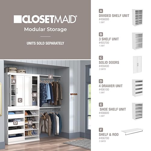White Modular Closet Storage Shelf Unit with 3 Shelves - Stackable & Adjustable