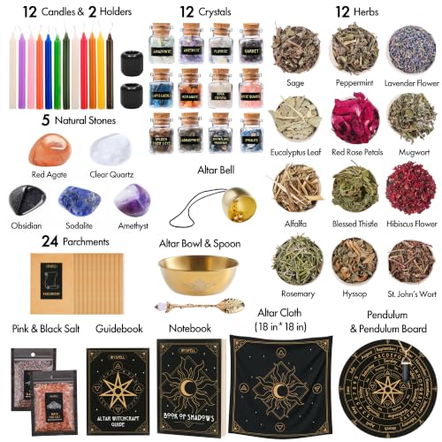 Large Witchcraft Kit - 77 PCS Altar Spell Set - Witchy Gifts & Supplies - Variation of 77PCS Altar Witchcraft Kit