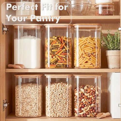 Xoniwis 2-Pack 4.6Qt Glass Food Storage Containers with Lids – Wide Mouth, BPA-Free Kitchen Organizer