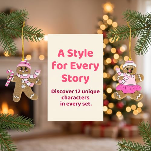 12 Pcs Gingerbread Man Ornaments for Christmas Tree