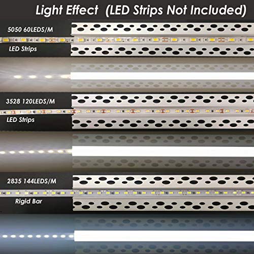 Besseto 6 Pack Plaster-in LED Aluminum Channel 2M/6.6FT for Wall and Ceiling Diffuser