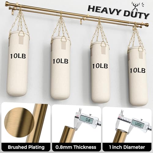 Warm Gold Double Curtain Rod Set - 36-153 Inch Heavy Duty Brass & Metal