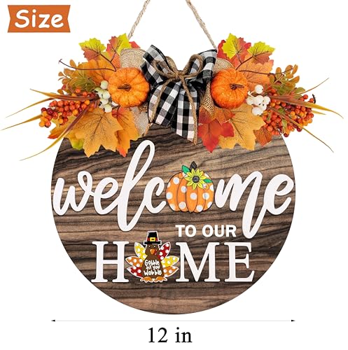 Interchangeable Seasonal Welcome Sign for Front Door with 4 Wreath Styles & 21 Icons