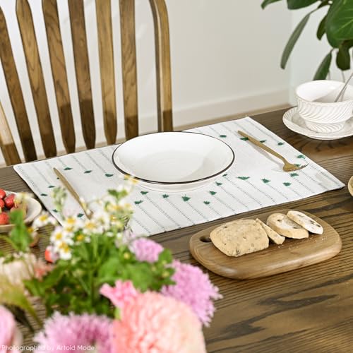 Artoid Mode Dark Green Christmas Woven Rustic Placemats Set of 4 12x18 Inch