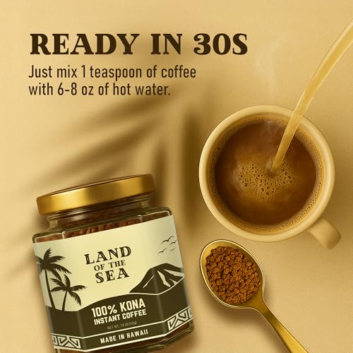 Hawaiian Kona Coffee Instant 4.5oz Pack - Medium Roast, Low Acid Arabica