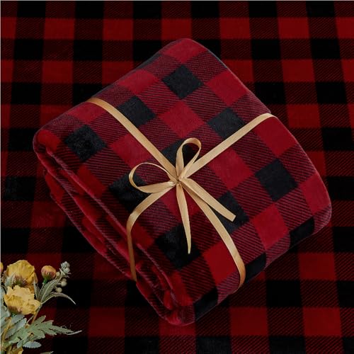 BEDELITE Full Size Plaid Flannel Sheet Set Red & Black 4 Pieces