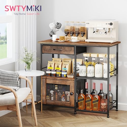 Espresso Large Farmhouse Coffee Bar Cabinet with Storage - 33.31x14.25 inches