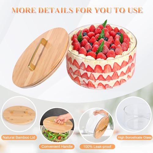 LOVYANXUE 10 Inch Clear Sealed Lid Glass Salad & Trifle Bowl, 197 oz
