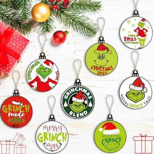 Denylo Pro 24pcs Christmas Wooden Ornaments Hanging Decors Sign Gnome Pendants with Ropes for Tree Home Decor