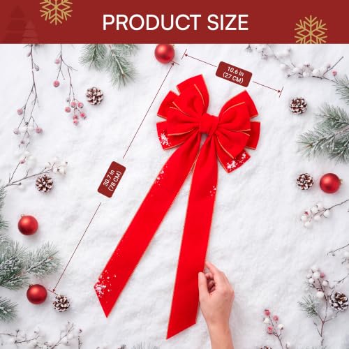 JOYIN 9PCS Giant Red Velvet Christmas Bows 30.7 x 10.6 in – Indoor/Outdoor Wreath & Tree Decor (Variation 9)