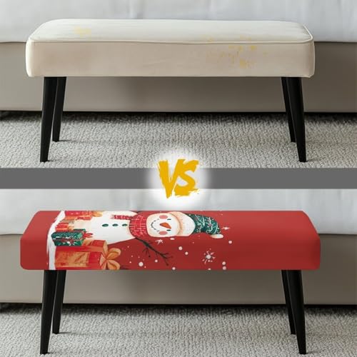Cugasmaru Snowman Christmas Bench Cover Stretch Fit Waterproof Decor