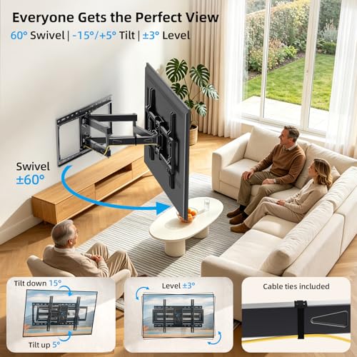 Heavy-Duty Full-Motion TV Wall Mount for 40-90 Inch TVs - Fits 24" Studs - Model 6604