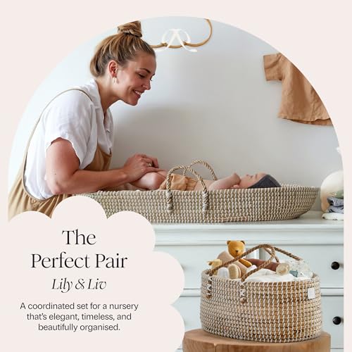 BEBE BASK Premium Natural Baby Diaper Caddy Organizer with Cotton Divider