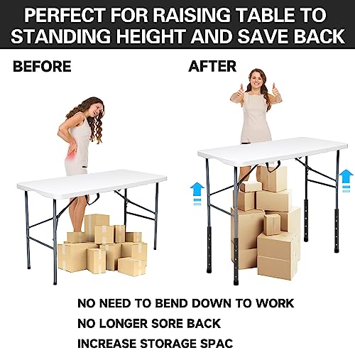 (4-PACK) Folding Table Leg Extenders, Highly Durable Steel Risers,