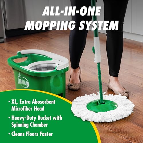 Libman Tornado Spin Mop System with Bucket & Wringer - Spin Mop Plus 1 Refill