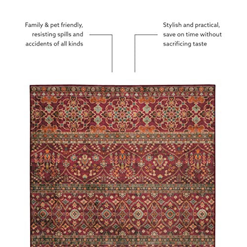 Linon Home Decor Products The Anywhere Washable Rug Yarit Garnet & Ivory 3' X 5' Accent Rug