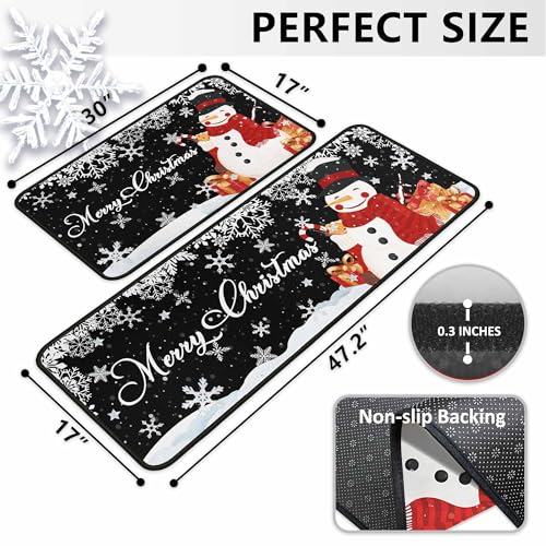 Christmas Kitchen Mats Set of 2, Decorations for Home, Snowman Rugs