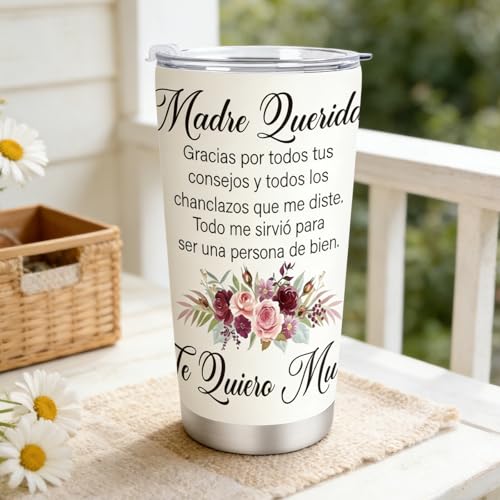 Keluna Mother's Day Tumbler Gifts Spanish Mom Design 20 oz Insulated Travel Mug - Madre Querida Abuela