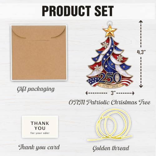 Faythory USA 250th Anniversary Christmas Ornament - Patriotic Tree Decoration, 2026 Commemorative Gift, Red White Blue Stars Snowflakes