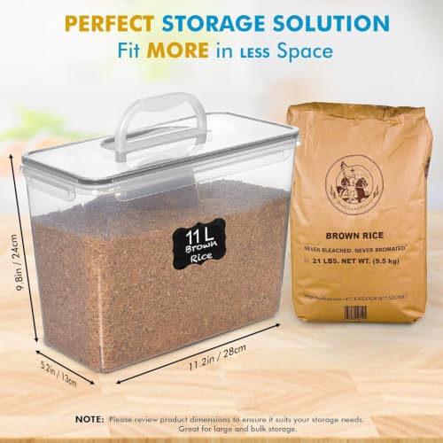 Large Food Storage Containers with Lids - Black, 11L, Airtight & BPA-Free - Set of 2