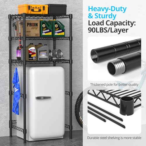 3-Tier Adjustable Mini Fridge Stand - Black Metal Kitchen & Storage Rack