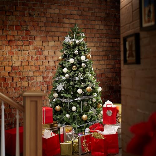 Casafield 4.5FT Realistic Green Artificial Christmas Tree with Metal Stand - 4ft 6in