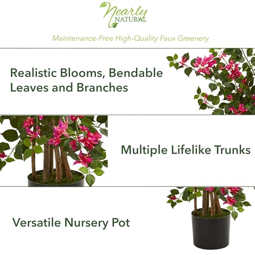 Artificial Bougainvillea Tree 42 Inch with Pink Blooms - Faux Indoor Plant