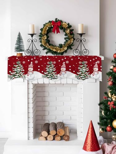 Victoroes 70 x 17 Inch Snowman Christmas Mantle Scarf for Fireplace & Holiday Decor