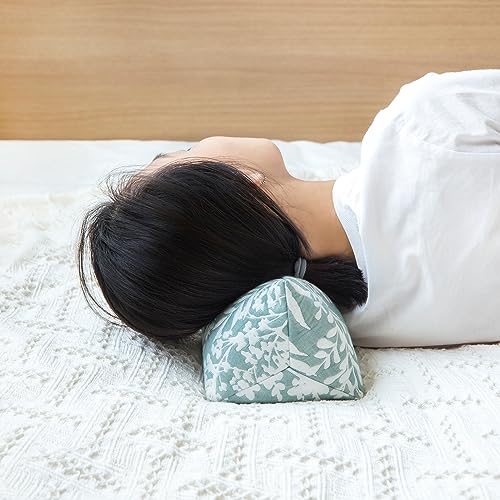 Buckwheat Neck Support Pillow - Adjustable Cervical Roll for Pain Relief, Green, 6x15 inch