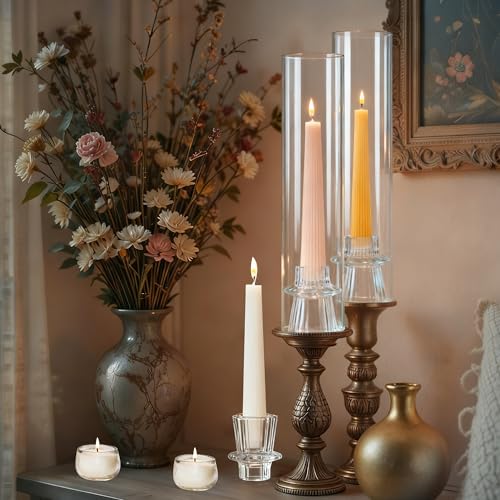 6 Pack Glass Hurricane Candle Holders 12" Open Ended Candlestick Tubes
