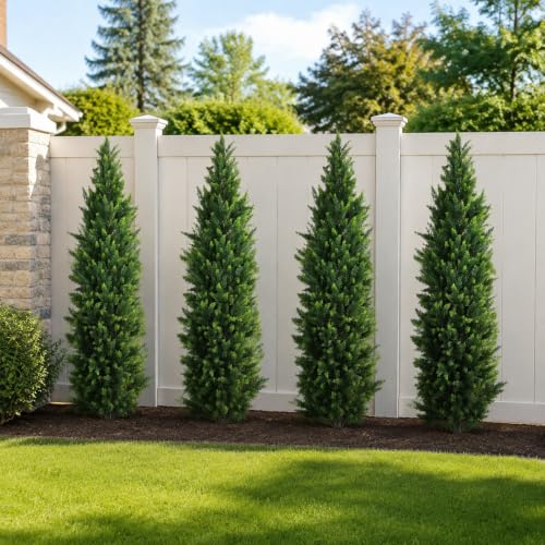 5ft Artificial Cedar Topiary Trees Set of 2 with Ground Spikes - Convivuala