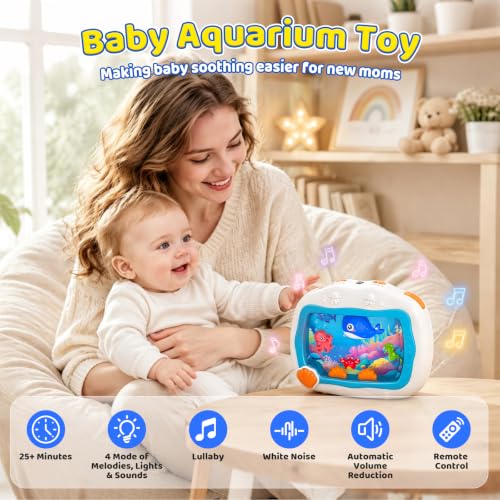 ToyUnited Baby Aquarium Sleep Soother Blue - Musical Crib & Travel Toy for 6+ Months